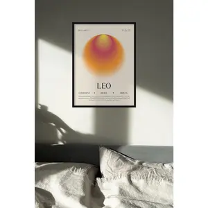 Leo Wall Art, Zodiac Poster, Leo Gift, Star Sign Decor, Zodiac Aura Print, Spiritual Star Sign Print, Leo Gradient Aura, Astrology Art