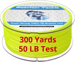 Braided Fishing Line - 300 yards - 50 Lb Test - High Visibility Yellow