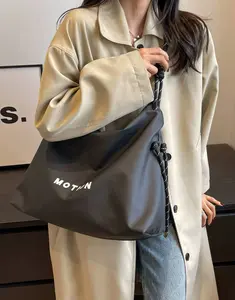 Large Capacity Nylon Tote Bag for Women, English Style Crossbody Shoulder Bag, Spacious Everyday Carryall for Work, Travel and Commuting, Black and Khaki