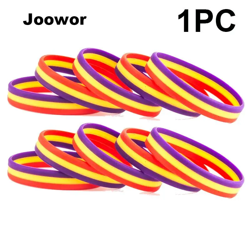1pc Spain Flag Silicone Rubber Bracelets Sports Wrist Band Bangle for Women Men