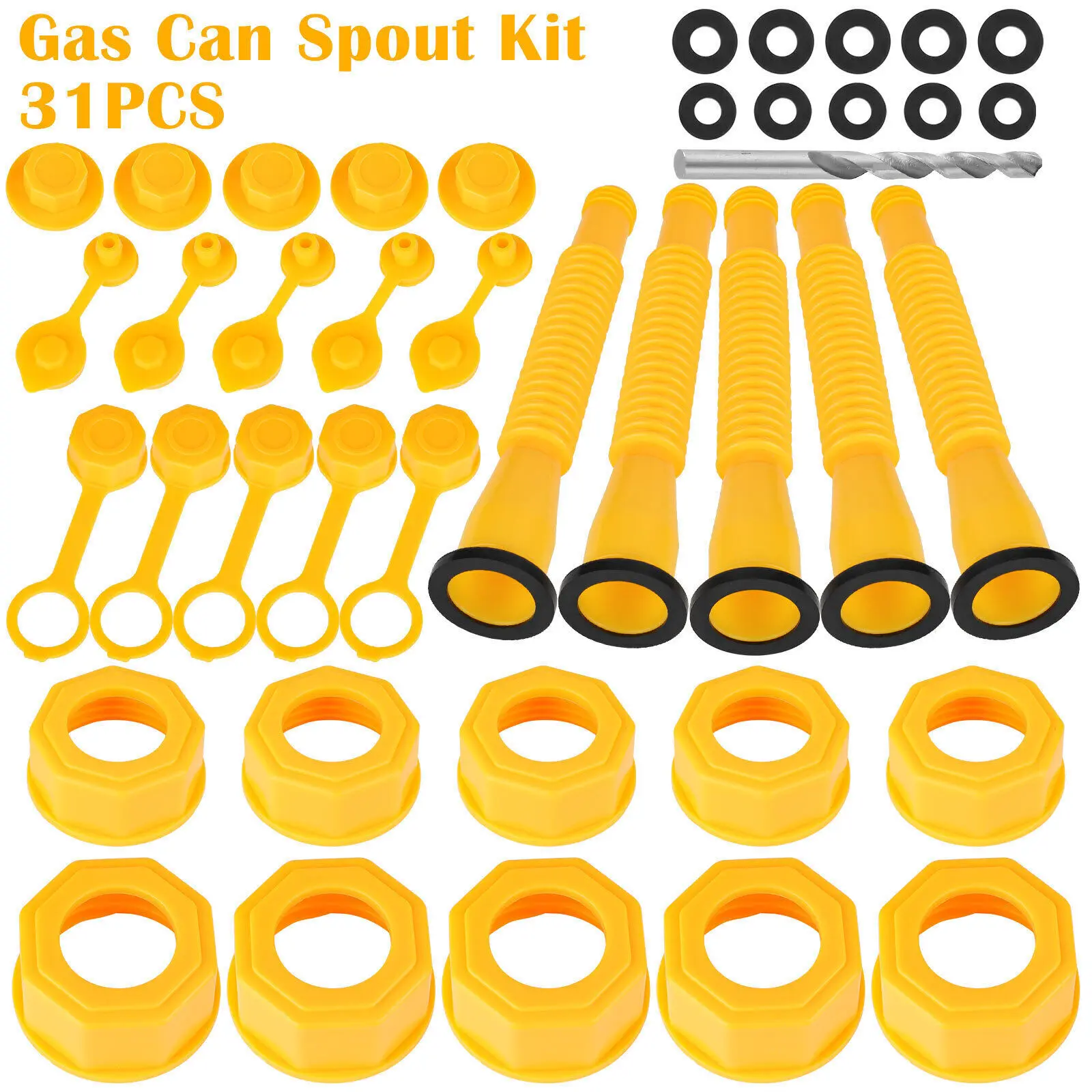 31-Piece Gas Can Spout Kit Nozzle Vent Replacement with Multiple Sets, Accessories for Old Cap Type Plastic Gas Cans, Home & Festive Party Supplies, Gas Can Accessories