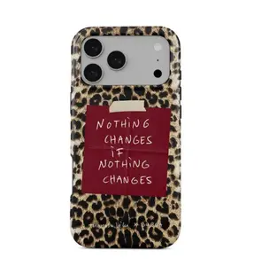 This leopard print slogan phone case is a durable, shock-absorbing, glossy 2-in-1 design, compatible with iPhone 17, 16, 15, 14, 13, 12, 11, X, and Samsung models.It makes a great holiday gift for friends or family.