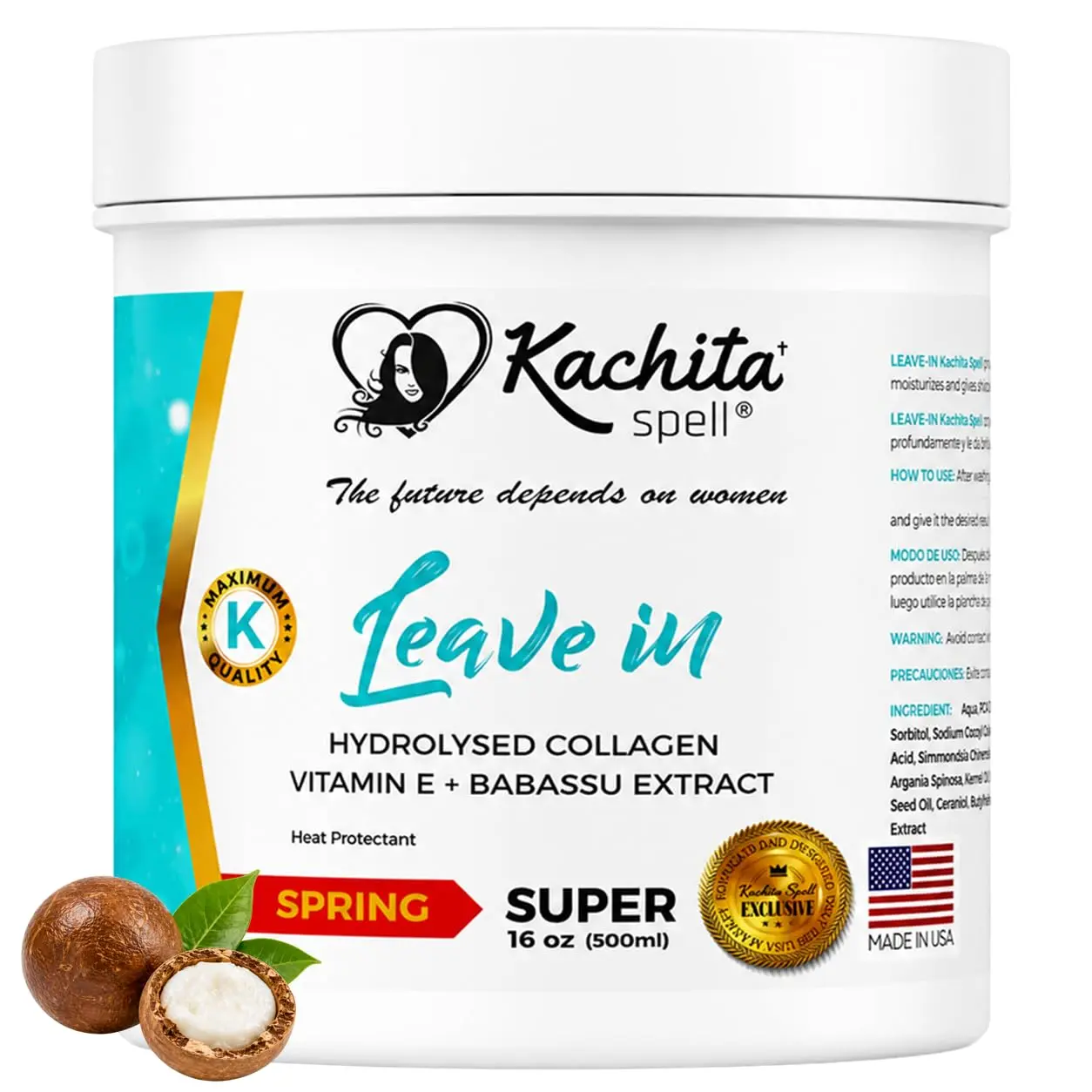 True Leave-In Kachita Spell Fabulous Perfect Curls with Hydrolyzed Keratin Cream 16 floz Made in USA Conditioner Haircare Moisture Anti Frizz