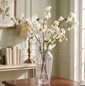 Chessie 3Pcs Cherry Blossom Branches 37 Inch Artificial Cherry Blossom Decor for Spring Decorations for Home, Faux Long Stem Artificial Flowers for Tall Vase Wedding Party Office