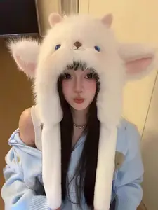 Women's Winter Warm Animal Hats Scarf Gloves Set, Windproof Fleece Beanie, Christmas Gift, One Piece Design, Cold Weather Accessories