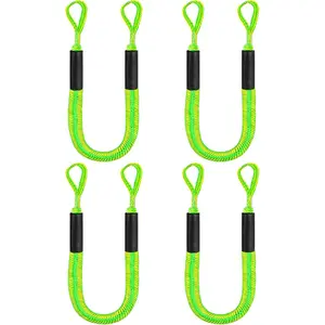 Bungee Dock Lines for Boat Shock Absorb Dock Tie Mooring Rope Boat Accessories 4-5.5 ft,4Pack (Green&Yellow)