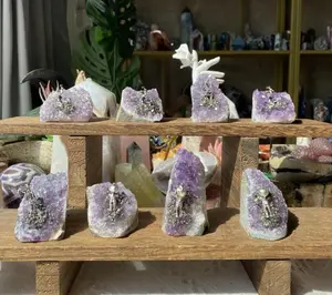 Amethyst Cluster With Miner Carving Free Form Collection