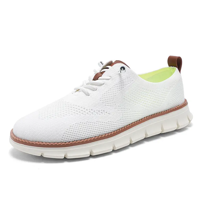 Unisex Lace-up Casual Trainer, Breathable Flyknit Athletic Footwear for Walking and All Day Wear, Breathable Mesh Footwear, Sneakers, Sports Shoes, Runner, Closed, Round Toe