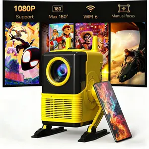 XBJ Portable Projector - 1080P Full HD, Built-in Audio, Auto Focus and Keystone Correction - Supports Wi-Fi/Bluetooth - Home Theater Projector with Remote Control, Decodes Android Movie Night, Short-Throw Portable Smart Projector. Christmas Gift. decode a