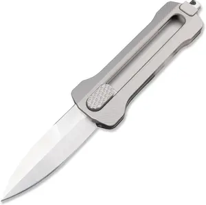 T33 Compact Retractable EDC Utility Box Cutter Pocket Knife, 1.9 inches D2 Spear Point Blade, 3.3 inch TC4 Titanium Handle