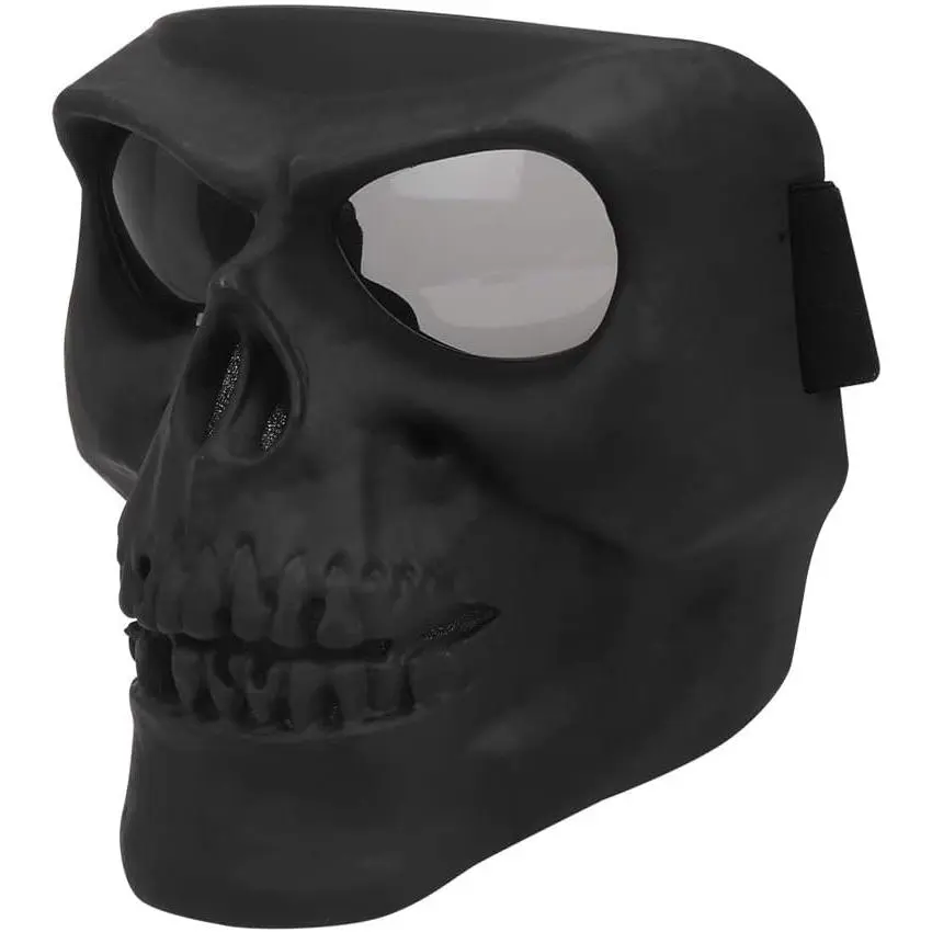 Tactical Skull ABS Motorcycle Face Mask with Polarized Visor Lens, Windproof with 0.5-Inch Thick Padding for Airsoft, Paintball & Halloween, Tactical Windproof, Polarized Lenses, Spooky Skull, Pc Lens, Half Helmets, 0.5" Cushioning, Abs Plastic, Adjustabl