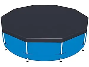 Swimming Pool Cover, Rectangle Rainproof Cover Portable Pool Cover Protector for Outdoor Above Ground Inflatable Swimming Pools, Garden Pool Cover (Saucer Black 144In)