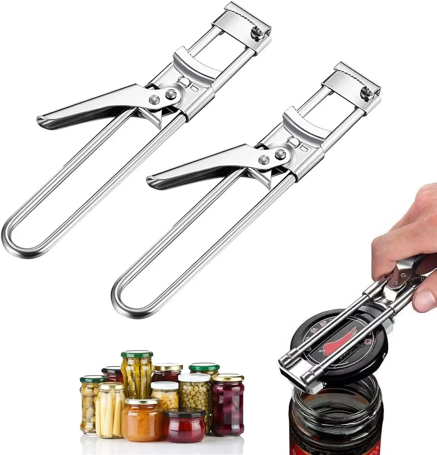 Jar Opener for Weak Hands,Adjustable Stainless Steel Can Opener, Jar Gripper Tight Lid Opener, Kitchen Gadgets, Easy Jar Opener for the Elderly and Children