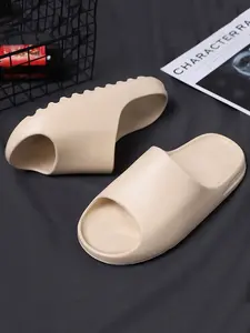 Fashion Solid Color Slippers Slide for Men and Women, Couples' Home Bedroom Beach Sandals, Thick Sole Anti-Slip Eva Material, All Seasons, Footwear