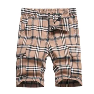 JUNBAOSS Men's Slim Fit Stretch Gingham Checked Dress Shorts - Natural Soft Cotton Fabric, 6 Pockets, Breathable, Stylish, Personalized, Zipper, for Casual Golf, Menswear Chinos Bottoms