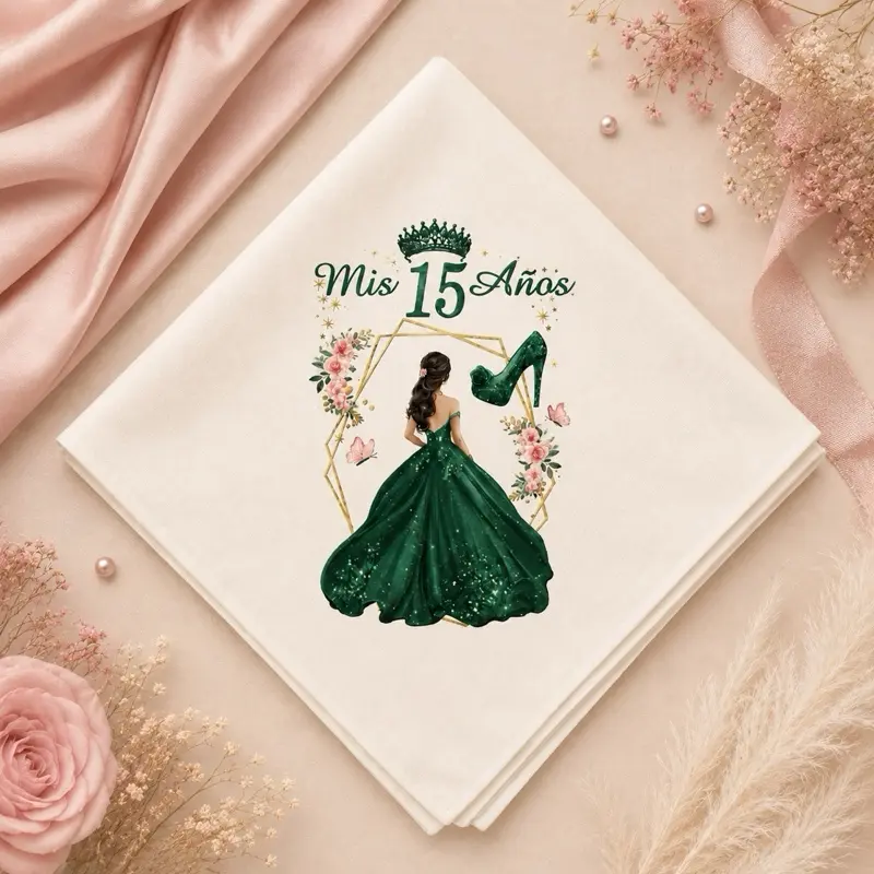 Mis 15 Años 12 White Napkins 17x17 for Quinceañera Theme in Many Colors Perfect for Celebrations Personalized with Name and Dates
