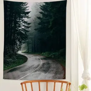 Beautiful Dark Green Mountain Landscape Nature Scenery Tapestry Art Printing Japanese Wall Tapestry Wall Hanging Home Decor