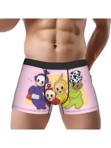 1 Piece Teletubbies Underpants Breathbale Panties Man Underwear Print Shorts Boxer Briefs, Stretch Boxer Shorts