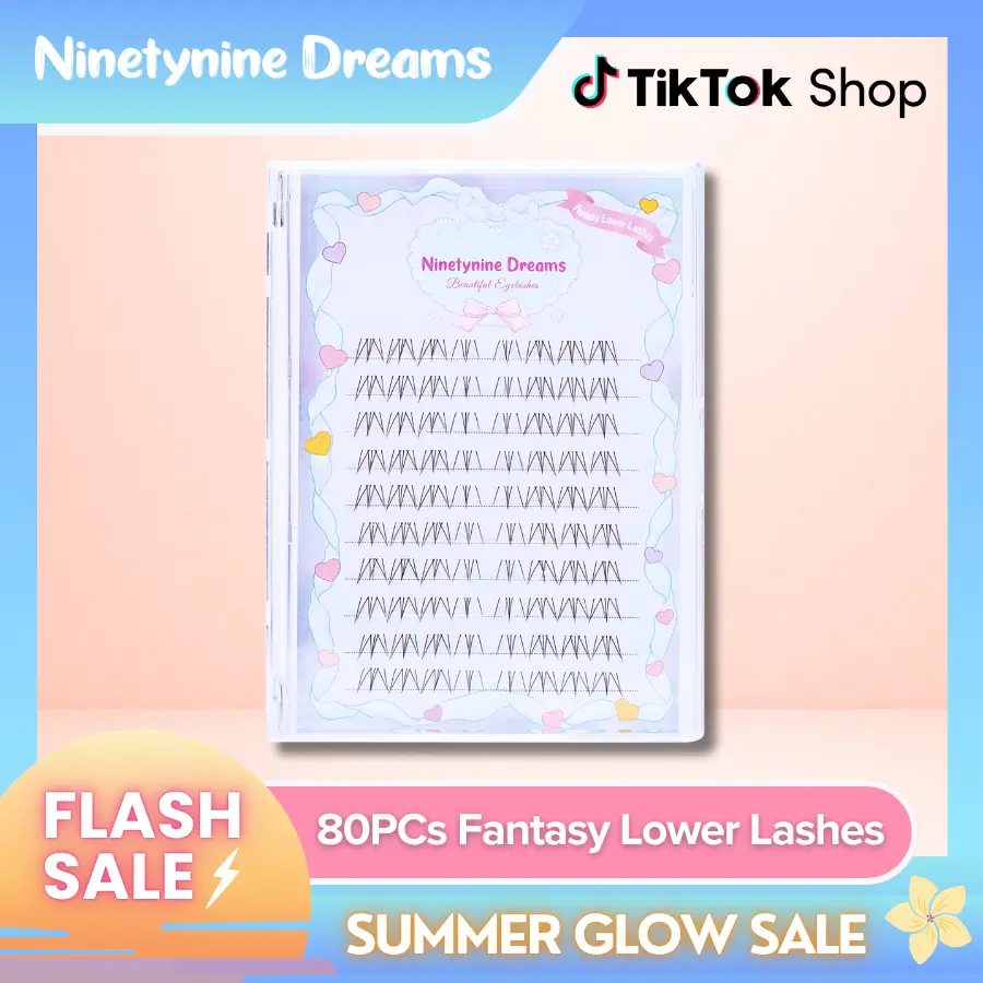 Ninetynine Dreams 80PCs Fantasy Lower Lashes | C Curl Ultra-Thin Band Lightweight 6–7mm Soft Comfortable Dramatic Bottom Lashes — Beginner Friendly Makeup Essential DIY Bottom False Eyelashes