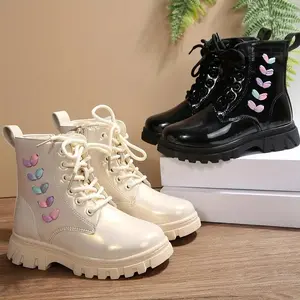 Girls' Casual Fashion Mid-Calf Boots with Lace-Up & Side Zipper Closure - Durable Faux Cover, Round Toe, TPR Sole - Perfect for Fall/Winter Outdoor Activities, Casual Wear Boots |           Playful Design |           Durable Boots mushroom  hat