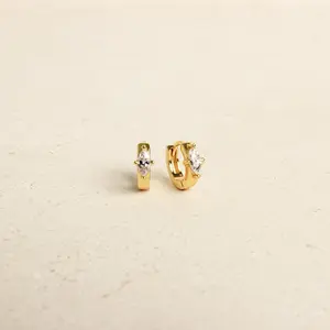 Aurora Huggies by Caitlyn Minimalist - Dainty Marquise Diamond Hoop Earrings - Minimalist Jewelry - Gift for Mom