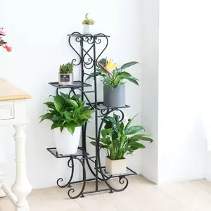 5 Tiered Tall Plant Stand Indoor Iron Planter Shelf Rack Garden Metal Flower Pots Display Holder Outdoor BINGOPAW