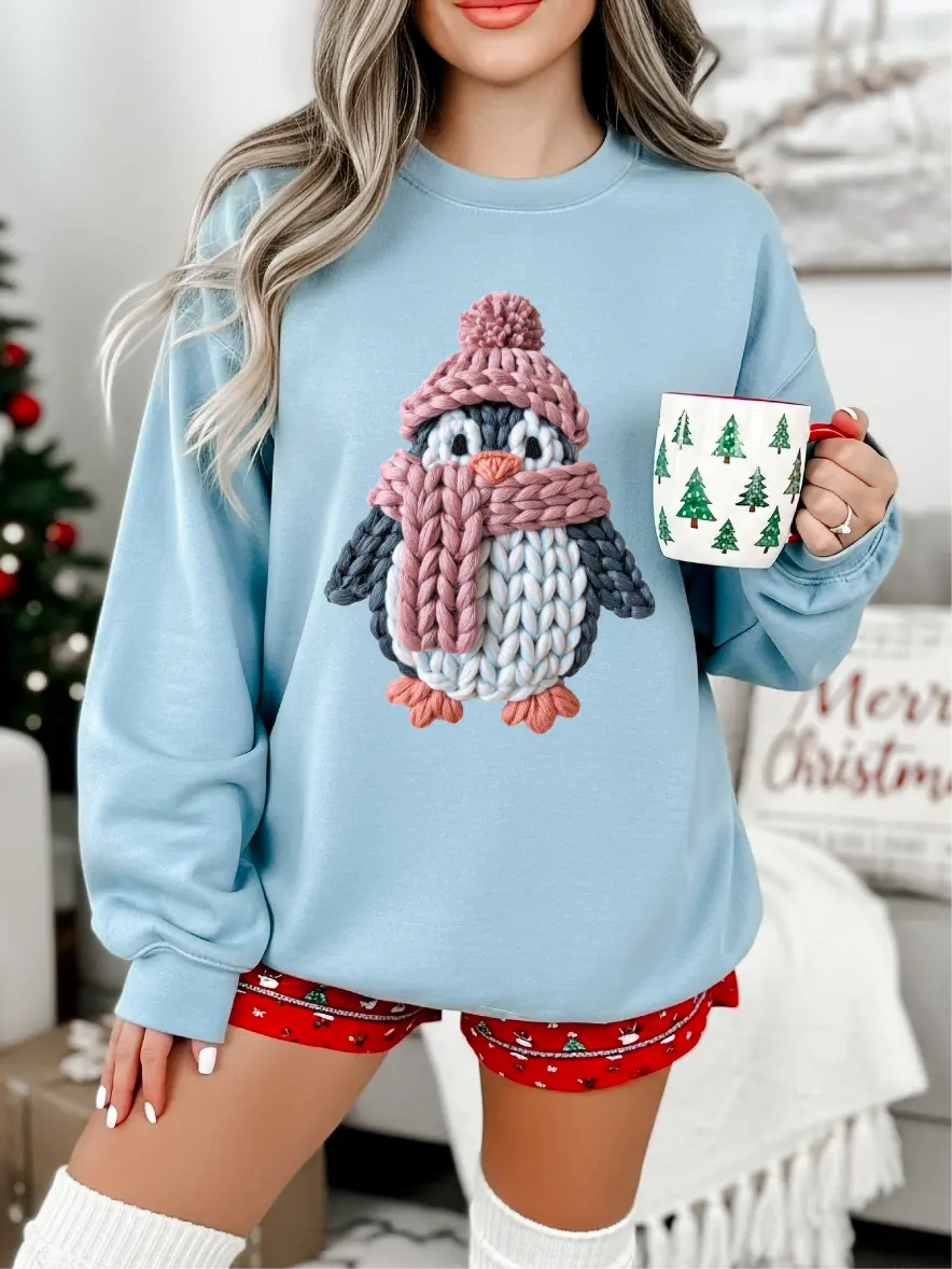 Prim the Faux Cro Penguin ~ Unisex Crewneck Sweatshirts Printed in the USA