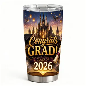 20oz Magical Castle Dragon Lantern Graduation Stainless Steel Tumbler， Tumbler with Lid Double Wall Vacuum Insulated Travel Mug， Coffee Cups With Lids， Perfect Gifts For Birthday Holidays