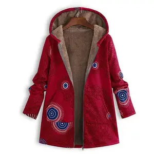 2021 New Women Winter Warm Floral Hooded Jacket Flower Print Hoody Vintage Oversized Coats Winter Padded Jacket Women Parkas