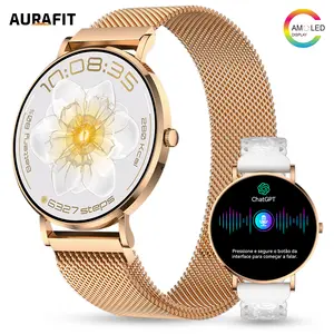 AURAFIT AM28 Women’s Smartwatch with ChatGPT AI Assistant, AMOLED Display, IP68 Waterproof, Heart Rate & Women’s Health Tracker, Ultra-Thin Stylish Fitness Watch – Perfect Gift for Her