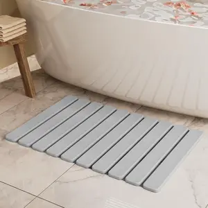 Foldable Stone Bath Mat, Quick Dry Stone Drying Mats for Bathroom, Super Absorbent Rollable Bath Stone Mat, Non Slip, Large Diatomaceous Earth Dish Drying Mats for Kitchen Counter, 23.5 x 15.4in