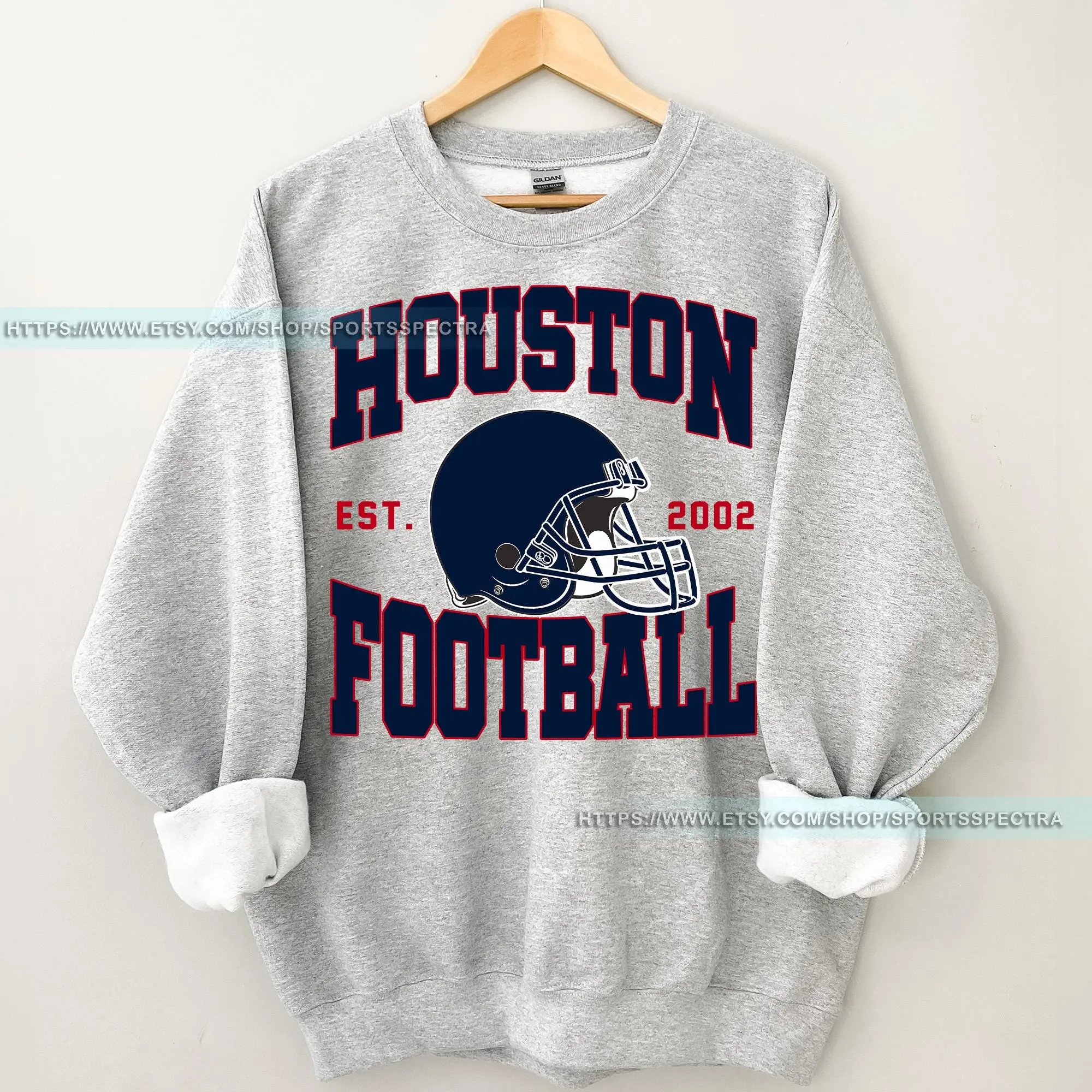 [Sale Up To 50%] Houston Football Crewneck Texan Sweatshirt, Vintage Houston Football Crewneck Sweatshirt, Houston Sweater, Houston Texan Fan Gift, Gift For Fan, Trendy USA Cotton Fabric