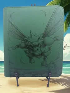 Pokémon Scyther Custom Card Binder – Forest Green Edition ️ Scyther 540-Card Trading Card Binder | Precision Laser Engraved Design | Premium Green Leatherette TCG Collector's Album | Fits Pokémon, One Piece, & MTG Car
