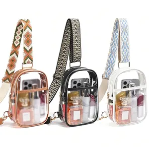 Stadium Approved Clear Sling Bag for Women and Men - Waterproof PVC with Boho Strap for Concerts, Travel & Game Day