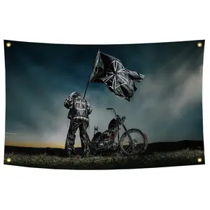 HSt Psycho Flag 3x5 Ft Tapestry Decor Premium Grade Polyester Fade-Resistant Artwork for Home Textile Decoration Living Room Interior Starry Sky Pattern Spooky