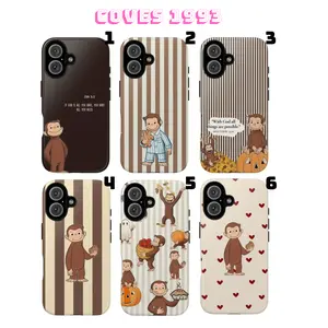 [FAITH & CUTE] Curious Monkey Christian Quote iPhone Case + 5 FREE Stickers - Brown Striped Heart Dual Shell - Premium 2-Piece Shockproof Tough Case for iPhone 17 16 15 14 13 12 11 Pro Max Plus X XR