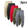 Men’s solid-color basic casual jogging pants with a drawstring waist, slant pockets, and large side pockets at the knees—thick, warm sports pants for outdoor fitness and hiking; no back pockets.