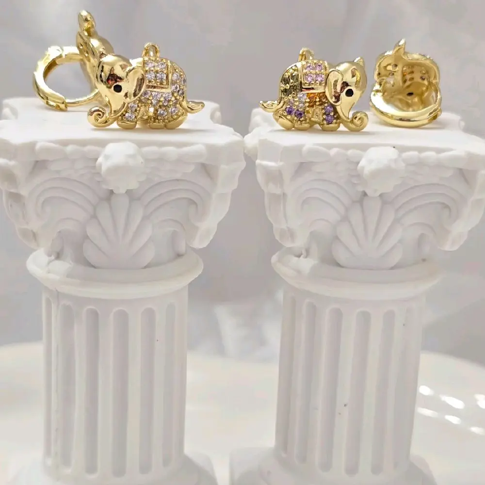 Mini Elephant Stud Earrings – Gold Laminated