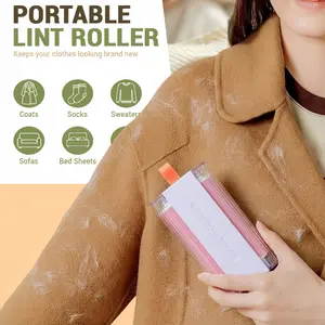 Portable Lint Roller Set - 2Pcs Mini Dual-Wheel Reusable & Washable for Pet Hair & Lint Removal - Green Color Eco-Friendly Design - Ideal for Home & Travel Use