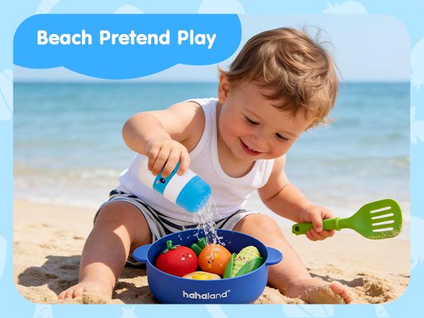 hahaland Color Changing Vegetable Soup Bath Toy Set for Toddlers 12m+, 15-Piece Set with Veggies, Pot, Spoon, Mesh Bag, No-Hole Mold-Free Smooth Plastic Easy-Grip All-Seasons Playset, Gift, Holiday, Color Change in 95°F+ (35°C+) Water