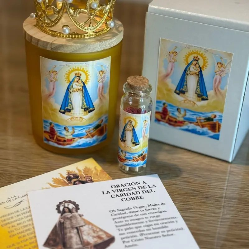 Virgen de la Caridad del Cobre Dedicated Candle, 7 oz