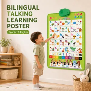 Spanish English Interactive Learning Poster for Kids Ages 3+, Talking Educational Toy with ABCs, Numbers, Words, Songs & Quiz Games, Fun Preschool Hobby Toy for Birthday, Christmas & Holiday Gifts