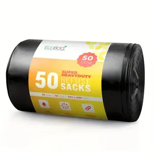 50 Pack Super Durable Trash Bags (35 Microns), Recyclable Garbage Bags, Leakproof Durable Waste Handling Bags, for Home and Business Use