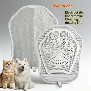 Pet Hair Removal Gloves, 2-In-1 Dual-Sided Pet Grooming Tool, Silicone Brush & Glove for Pets, Furniture, Clothes, Breathable, Easy Cleaning