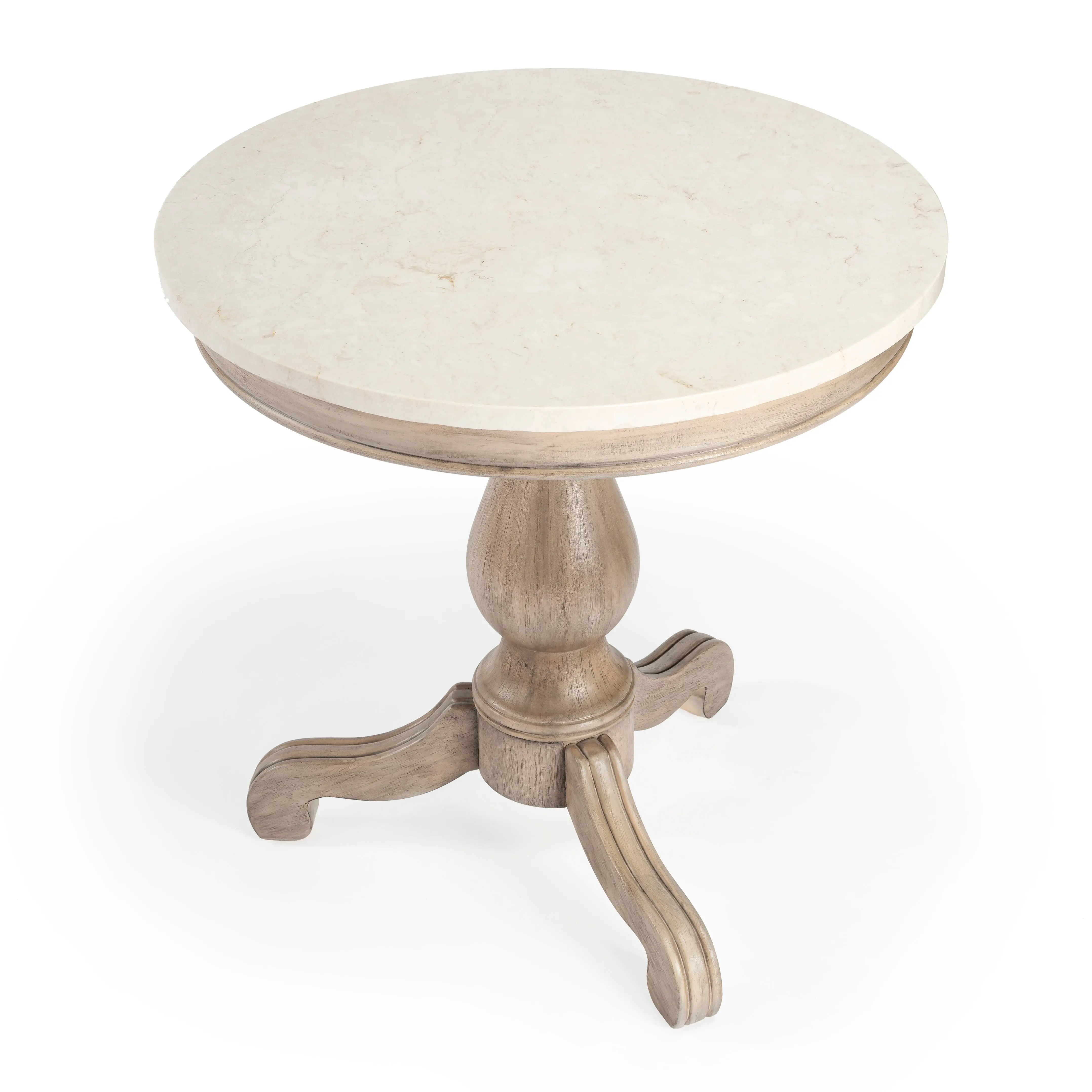 Danielle Marble 24" Pedestal Side Table in Tan/Beige 5515415