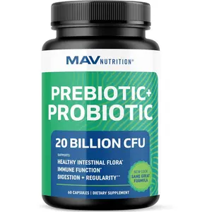 Probiotics for Women and Men Pre and Probiotics for Gut Health and Bloating Relief Synbiotic with 20 Billion CFU Lactobacillus and Bifidobacterium Shelf Stable Vegetarian Daily Digestive Support Supplement for Immune and Gut Vitality Formula