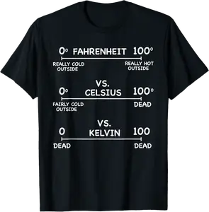 Temperature scales Fahrenheit vs Celsius vs Kelvin humorous T-Shirt - Ericaunderwo Shop 25B0DHYHXNBC
