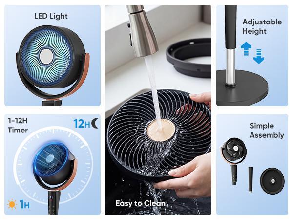 Bedroom Pedestal Fan, Quiet 20dB DC Air Circulator, 15 Speeds 5 Modes, 120° Oscillation, 12H Timer, 1050CFM Airflow, 37-45" Adjustable Height, LED Light, Standing Fan with Remote Bedroom Pedestal Fan, Quiet 20dB DC Air Circulator, 15 Speeds 5 Modes, 120° Oscillation, 12H Timer, 1050CFM Airflow, 37-45" Adjustable Height, LED Light, Standing Fan with Remote