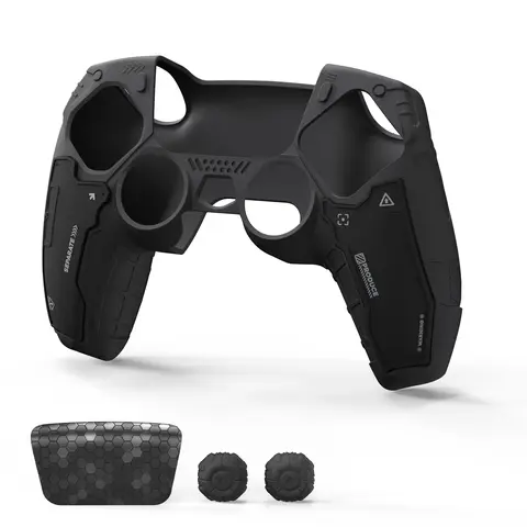 GeekShare G.S.TAC Tactical PS5 Controller Skin Set - 1 Silicone Skin, 1 Pair Anti-Slip Controller Grips (Standard Version), 2 Customized Monster Hunter Wilds Stickers, Durable Game Peripherals, PS5 Accessories