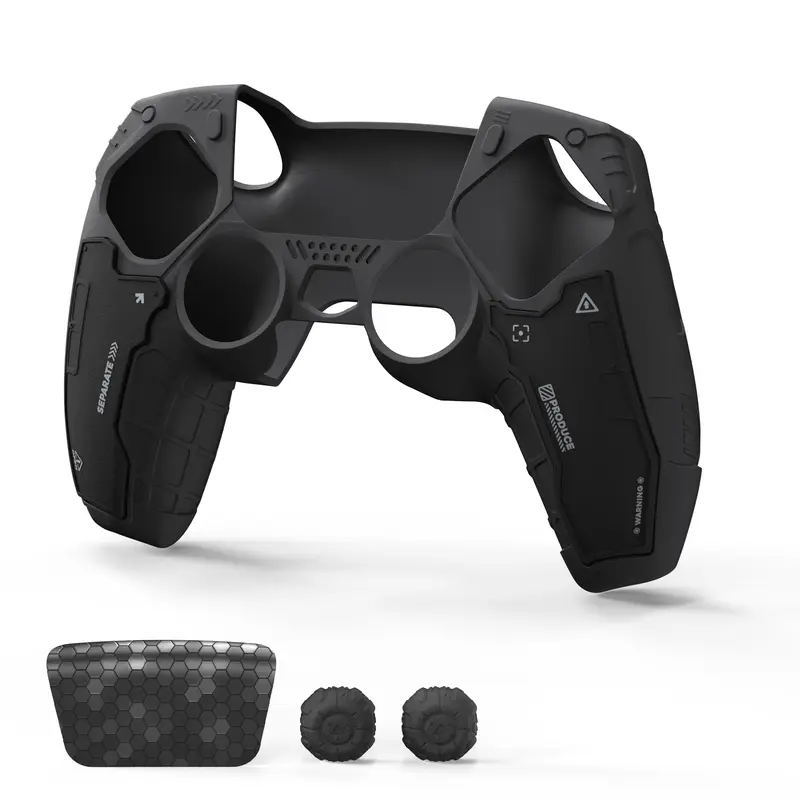 GeekShare G.S.TAC Tactical PS5 Controller Skin Set - 1 Silicone Skin, 1 Pair Anti-Slip Controller Grips (Standard Version), 2 Customized Monster Hunter Wilds Stickers, Durable Game Peripherals, PS5 Accessories